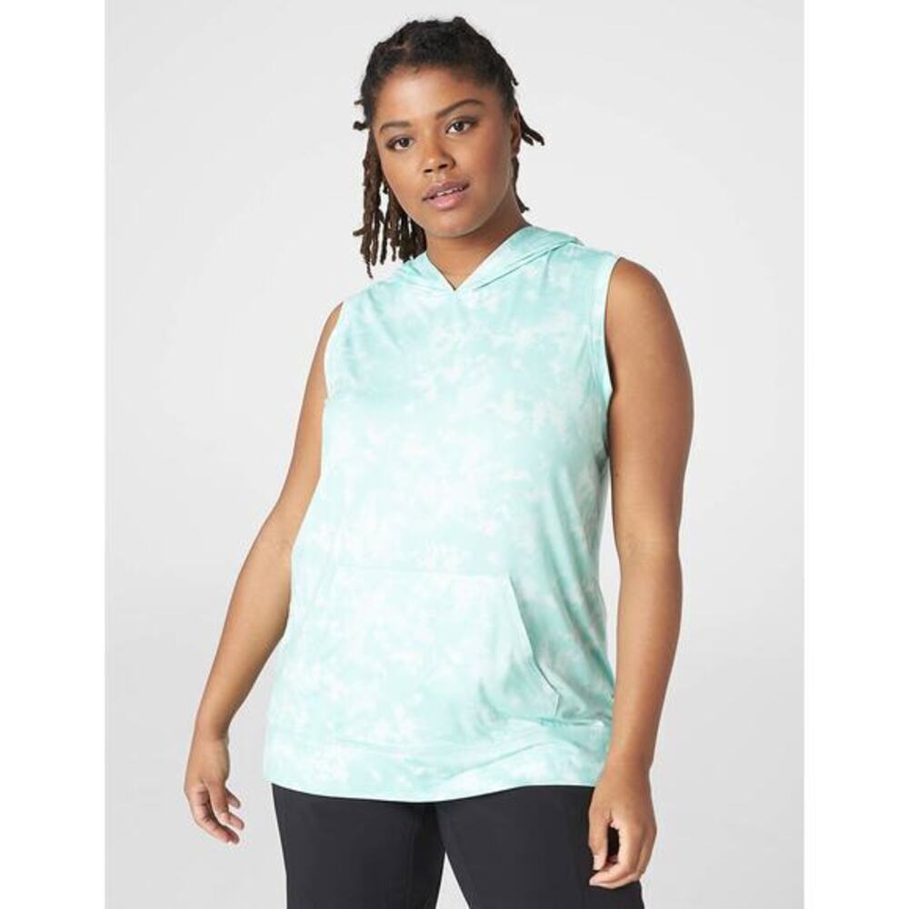 LIVI by Lane Bryant Soft Hooded Sweatshirt Tank - Tie-Dye turquoise size 14 16